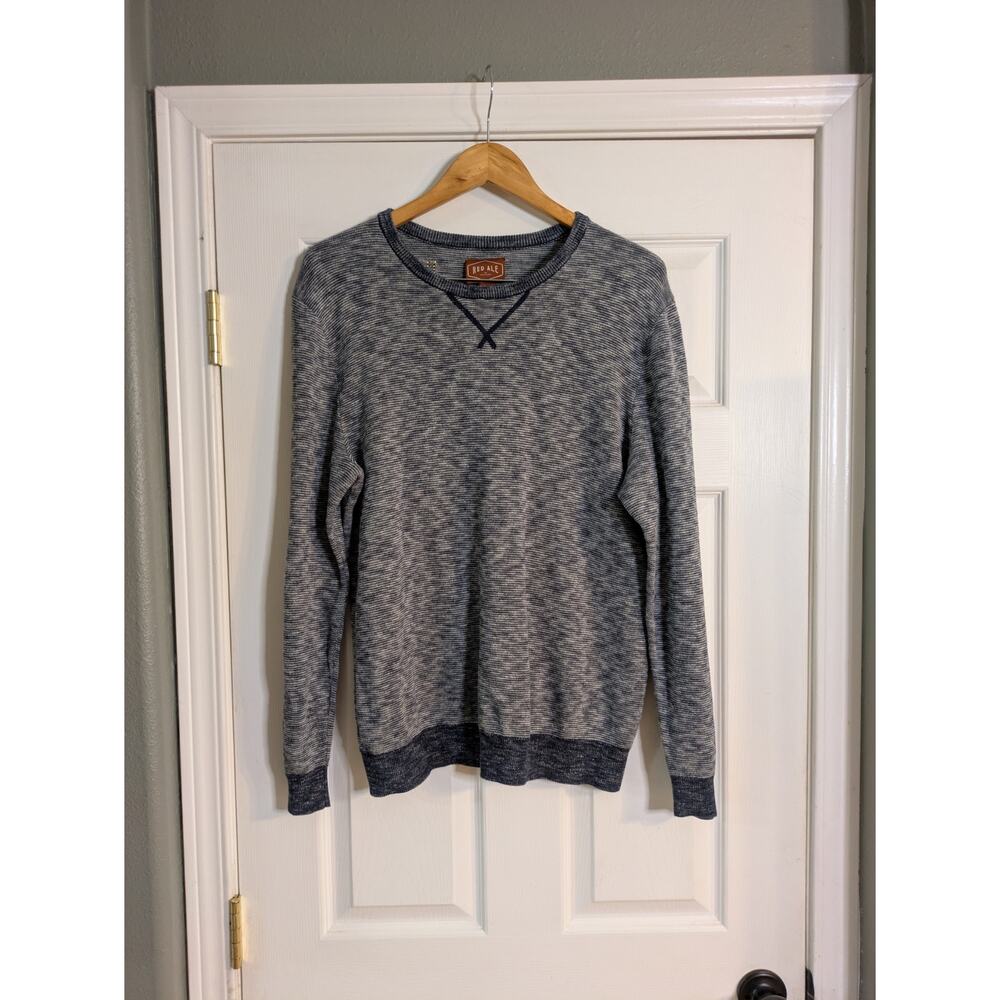 Men's Blue 100% Cotton Sweater Red Ale Large Cozy Soft